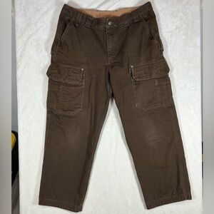 Duluth Trading Heavyweight Duck Canvas 37W 28L Brown Cargo Carpenter Pants C23